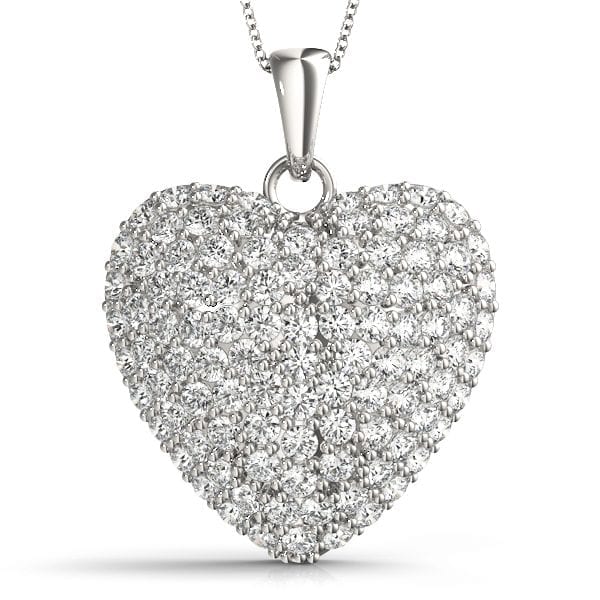 Puffed Diamond Pave Heart Necklace 001-165-02447